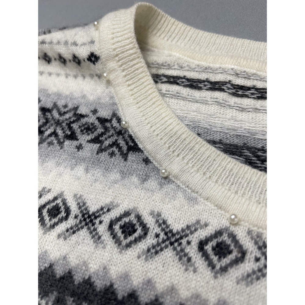 Talbots Womens Sweater Medium Fair Isle‎ Nordic Ski Cabincore Winter Wool Blend - Picture 3 of 11